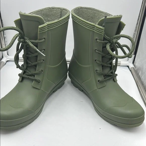 Hunter Women's Olive Lace-Up Rain Boots - Picture 12 of 16